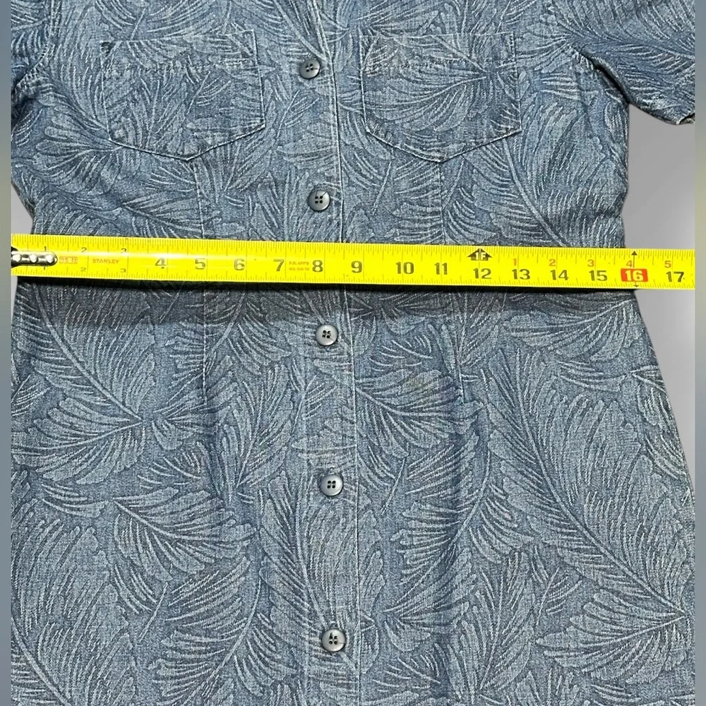 Coldwater Creek Denim Dress Small Floral Print Buttons Long Jean Classic - Picture 3 of 7